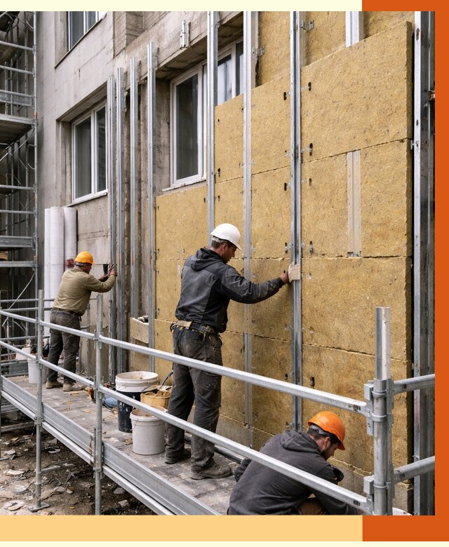 Утепление вентилируемого фасада в Саратове от 5730 руб/м2 — монтаж и утепление вентфасад | ТепломастерСрт